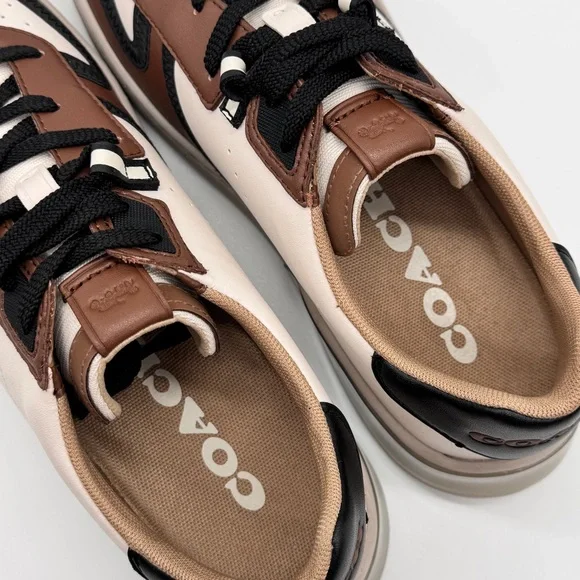 Coach CitySole Court Sneakers Men’s 10D Brown Black White Leather Low Top Shoes - Picture 11 of 16